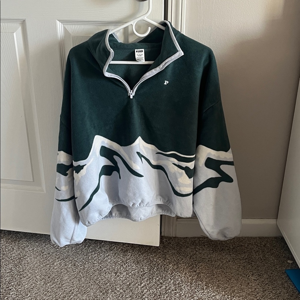 PINK Victoria's Secret Green Fleece Pullover